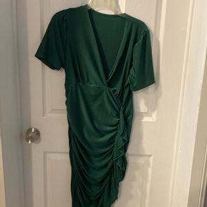 Green silk dress